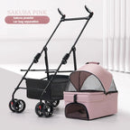3 in 1 Dog Strollers 4 Wheels Folding Pet Stroller with Detachable Carrier  Breathable Visible Mesh Travel Carriers