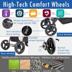 Pet Rover Prime 3-in-1 Luxury Dog/Cat Stroller (Travel Carrier + Car Seat + Stroller) with Detach Carrier/Pump-Free Rubber Tire