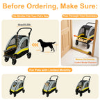 Premium Dog Stroller Pram 4 Wheel Foldable Cart Travel Walk Pet Jogger Wagon for Small Medium Large Dogs