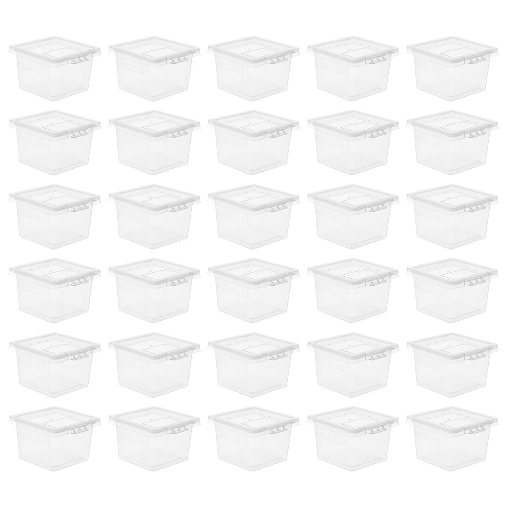 100 Pcs Pet Feeding Box Acrylic Terrarium Reptiles Lizard Spider Cage Kennel Animals Food Incubator Tank