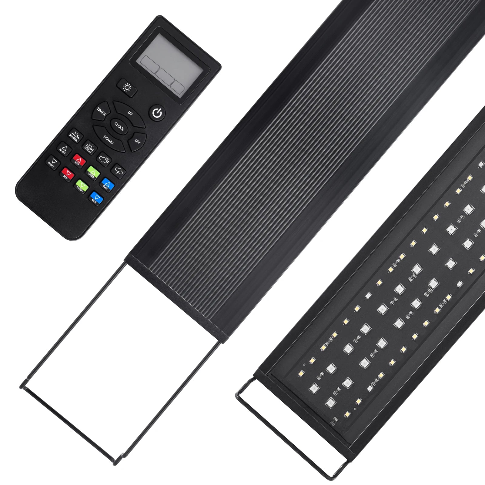 Full Spectrum Aquarium LED Light with Remote (30–60cm, IP68, Color & Brightness Control, Plant Grow)