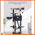 53in Cat Tree with Condo, Hammock & Scratching Post (Smoky Gray)