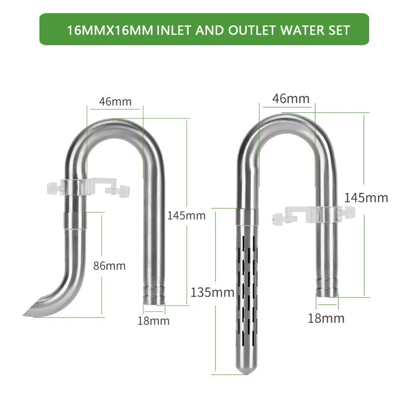 Stainless Steel Aquarium Filter Lily Pipe & Oil Film Skimmer (WYIN Style, Inflow/Outflow)