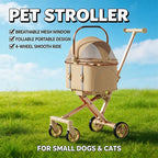 2026 New Separable Pet Stroller Portable One Click Fold Lightweight Cat Dog Stroller for Travel Outdoor Anti Tipping Design
