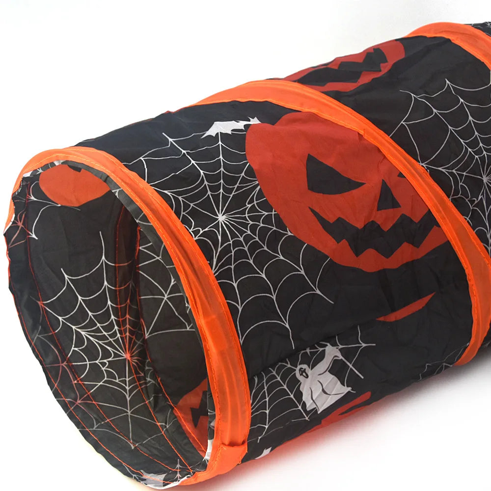 Halloween S/T Shape Collapsible Cat Tunnel Tube — Indoor & Outdoor Kitty Training Play Toy