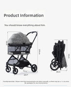 Pet Stroller for Small Cats and Dogs, Portable and Foldable, Lightweight Travel Carrier, All-Terrain Wheels, Adjustable Handle