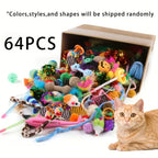 21-Piece Mixed Cat Toy Set — Plastic & Plush Variety Pack for Multiple Cats