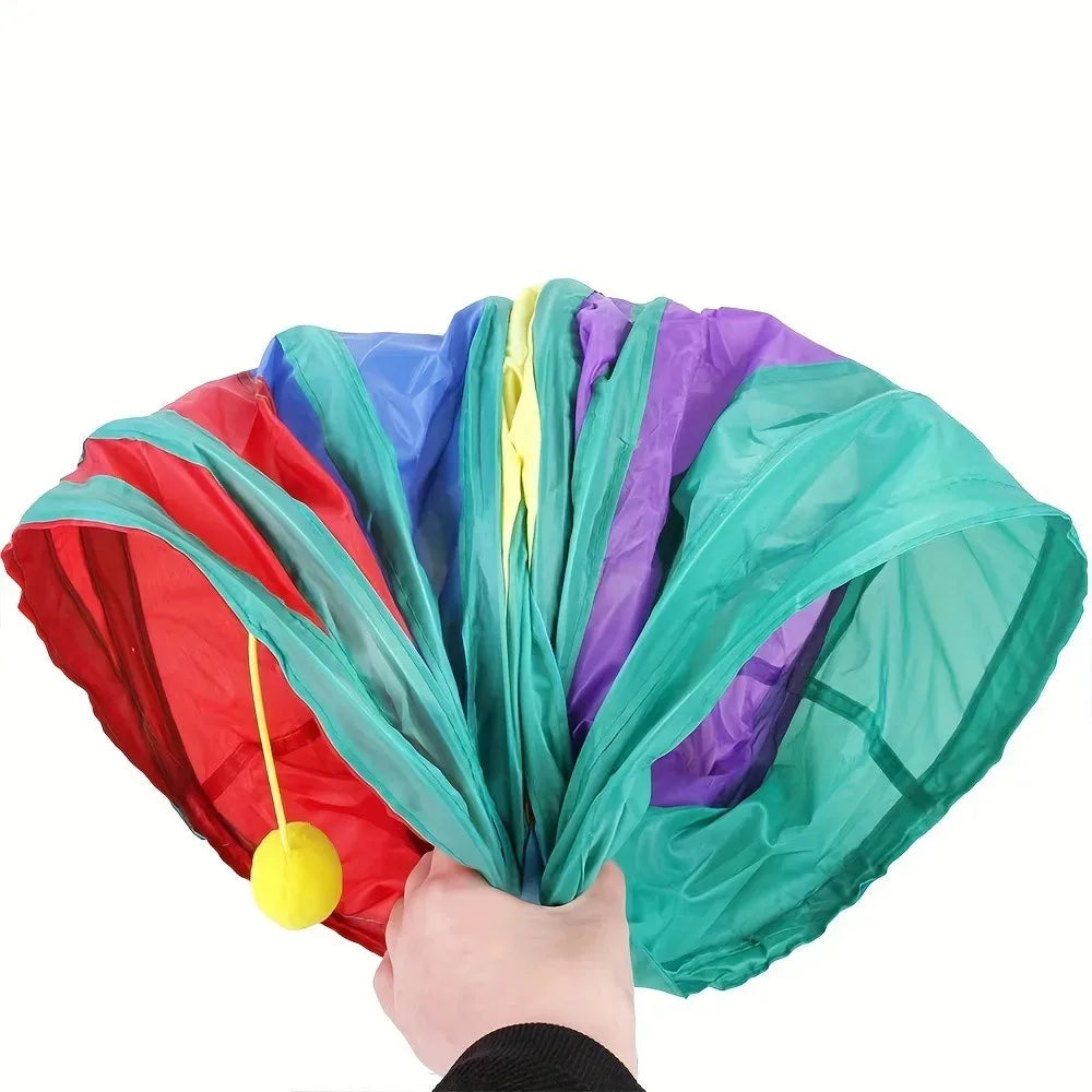 Foldable Cat Tunnel Toy — S, T & Y-Shaped Crinkle Barrel Drill Tunnel for Indoor Cats