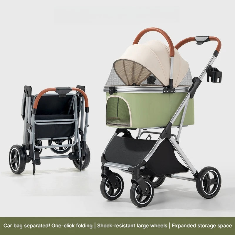 Detachable Basket Pet Stroller Ultra Lightweight Foldable For Small Medium Dogs Cats Outdoor Travel Portable Pet Carrier