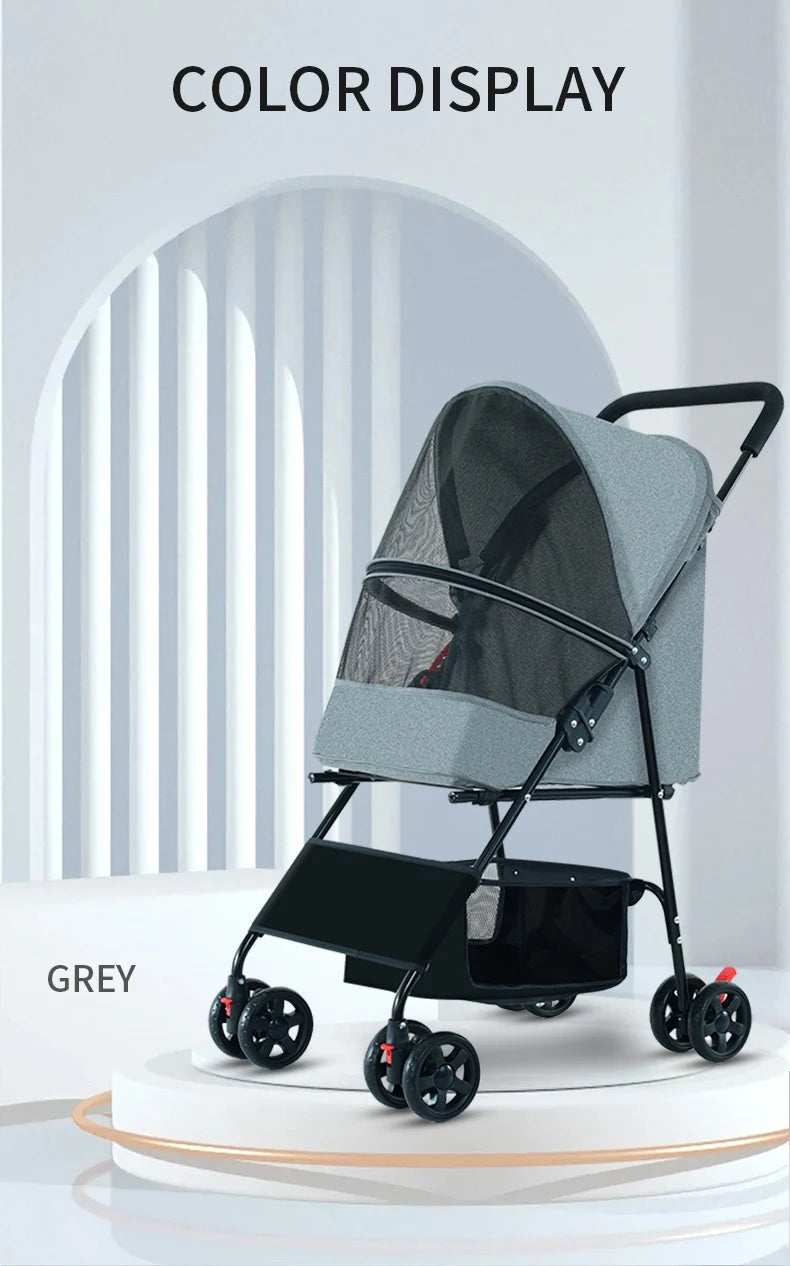 High Quality Folding Four-wheeled Easy Walk Travel Carrier Carriage Pet Stroller Outdoor Travel