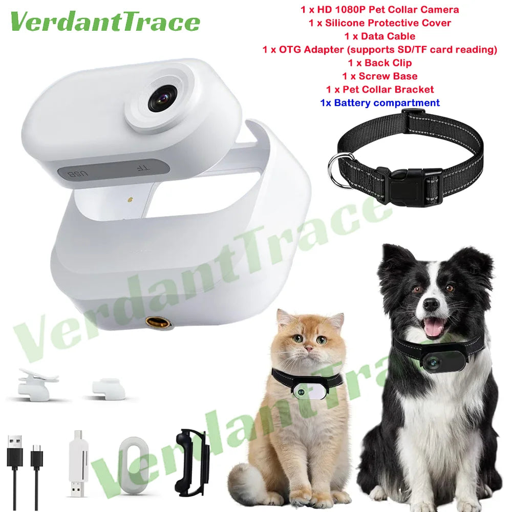 VerdantTrace VTA1 HD 1080P Pet Collar Action Camera - Lightweight Mini Body Cam for Video & Photo Recording