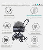 Pet Stroller for Small Cats and Dogs, Portable and Foldable, Lightweight Travel Carrier, All-Terrain Wheels, Adjustable Handle