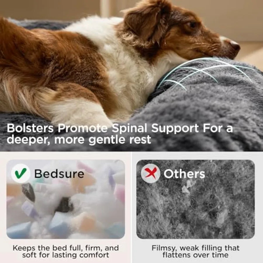 SupportMax 30in Calming Donut Dog Bed, Anti-Slip & Washable (Medium)