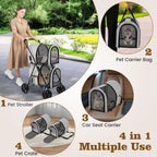 Double Dog Stroller, Foldable Pet Stroller for 2 Dogs amp Cats Small Medium Sized with Detachable Carrier on Wheels, Ideal for