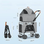 Breathable Large Capacity Double Layer Cat Dog Transporter Luxury Pet Cat Stroller Newborn Pet Stroller Outdoor Travel Vehicle