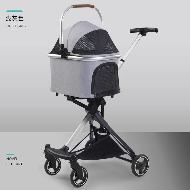 Pet Stroller for Small Dogs and Cats, Portable Foldable Dog Cart, Lightweight Retractable Pet Carrier, Easy Travel