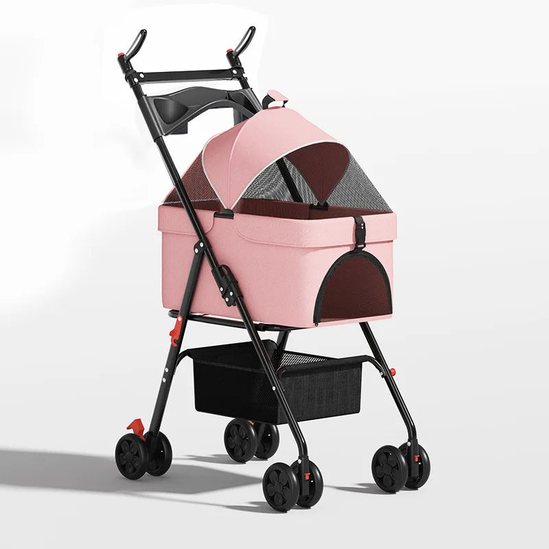 Pet Cart, Cat and Dog Cart, Small, Lightweight, Foldable Teddy, Outdoor Cart, Detachable for Going Out