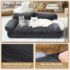 Plush Cat & Dog Couch Bed with Removable Washable Cover