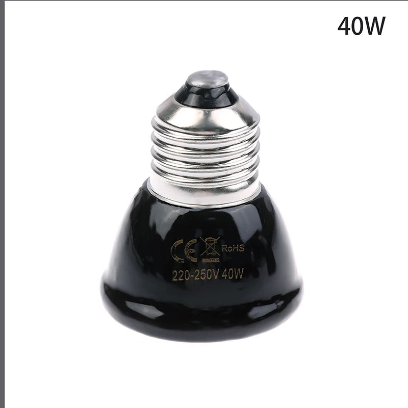 1Pc Brooder Chickens Tortoise Lizard Reptile Light 20-80W 220-240V Far Infrared Heating Lamp Black Ceramic E27 Pet Warmer Bulb