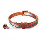 Reflective Cat Head Pattern Cat Collar with Bell — Adjustable Decorative Kitten Neck Strap