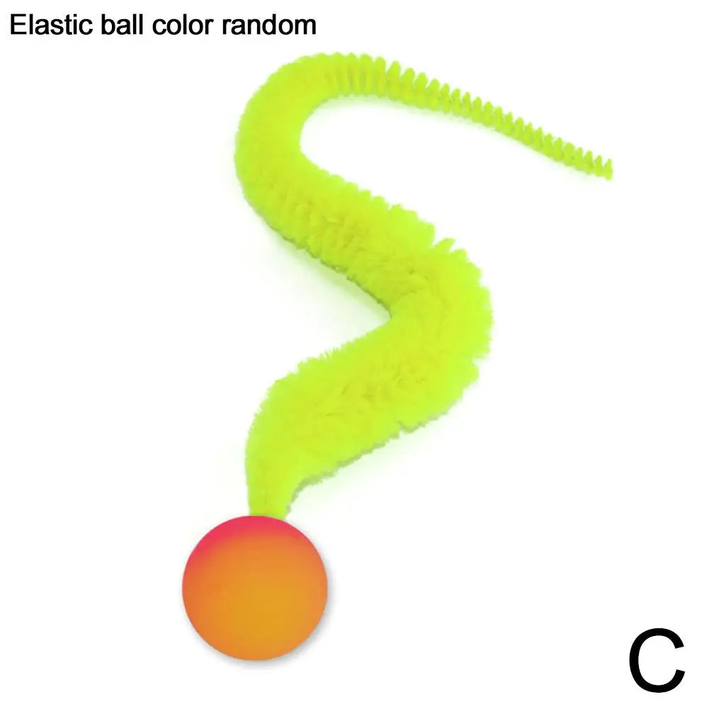 Fluffy Tail Bouncy Ball Cat Teaser Toy — Elastic Simulation Prey Bite Tool