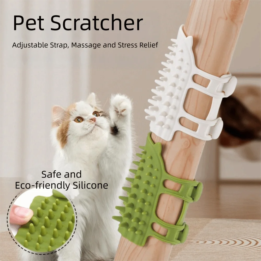Self-Cleaning Silicone Cat Grooming Comb — Wall Corner Scratcher & Gentle Hair Removal Tool