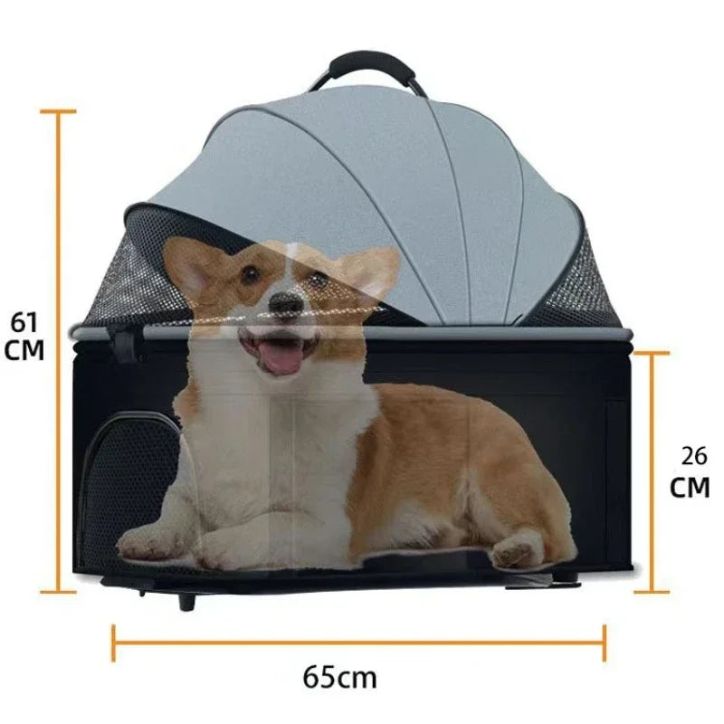 New Portable Foldable Pet Stroller Detachable Pet Stroller Pet Carrier Cat Travel Supplies Lightweight and Breathable Cat Basket