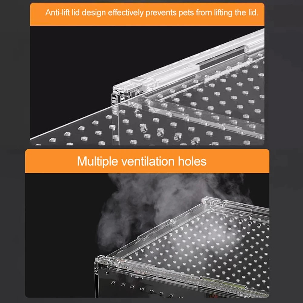 15x15x25cm Reptile Breeding Box Transparent Visable Arboreal Terrarium Habitat Insect Spider Lizard Scorpion Feeding Cage