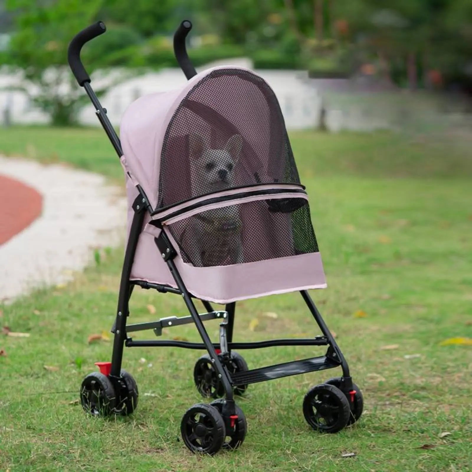 Foldable Pet Stroller Ventilated Lightweight Pet Stroller Large Viewing Window Lockable Wheels for Dogs, Travel, Park