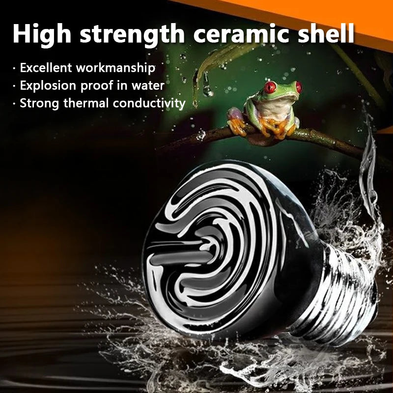 1PC Ceramic Emitter Heat Light Mini Black Pet Heating Lamp Bulb 25/50/ 75W brooder Chickens Reptile lamp