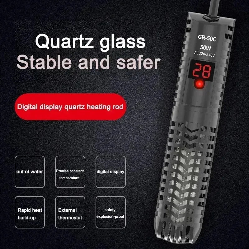 Aquarium Submersible Heater with LCD Display (500W, Digital Adjustable Temperature)