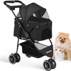 Portable Foldable Pet Stroller with Canopy (Small Dogs & Cats)