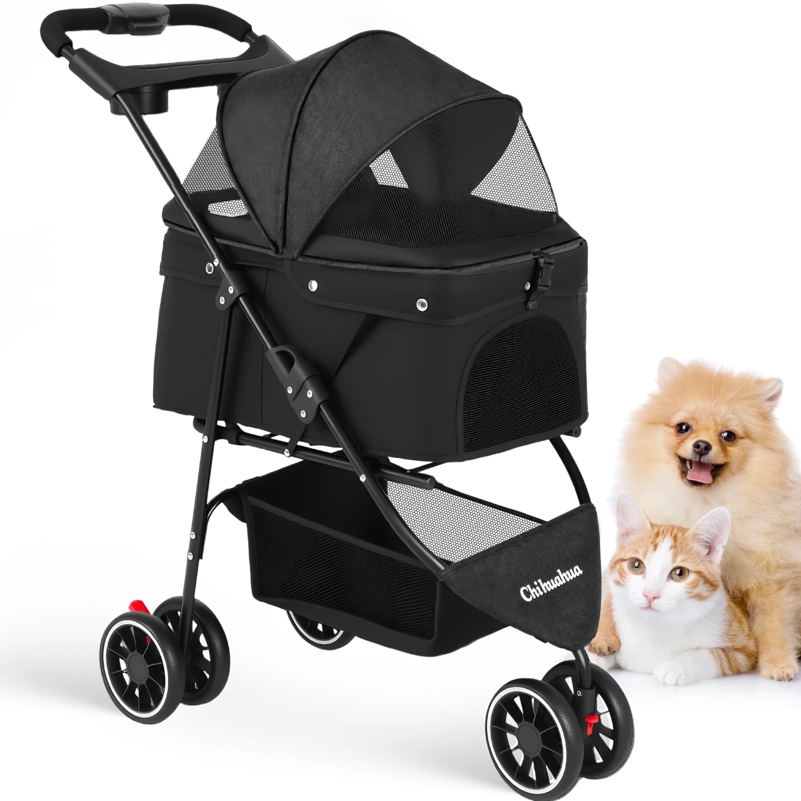 Portable Foldable Pet Stroller with Canopy (Small Dogs & Cats)