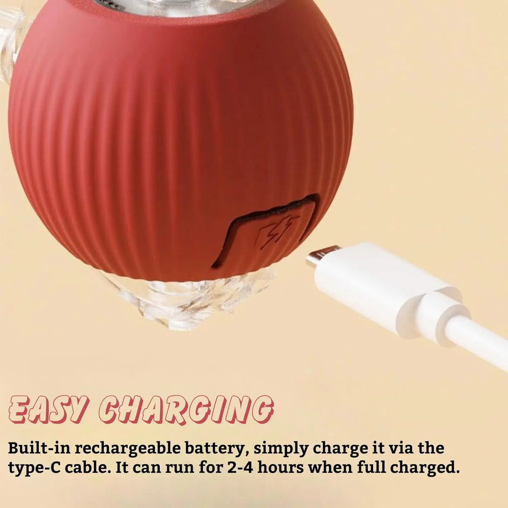 Auto Bouncing Ball Cat Toy with Rope — Type-C Rechargeable Motion-Activated 3-Mode Interactive Toy