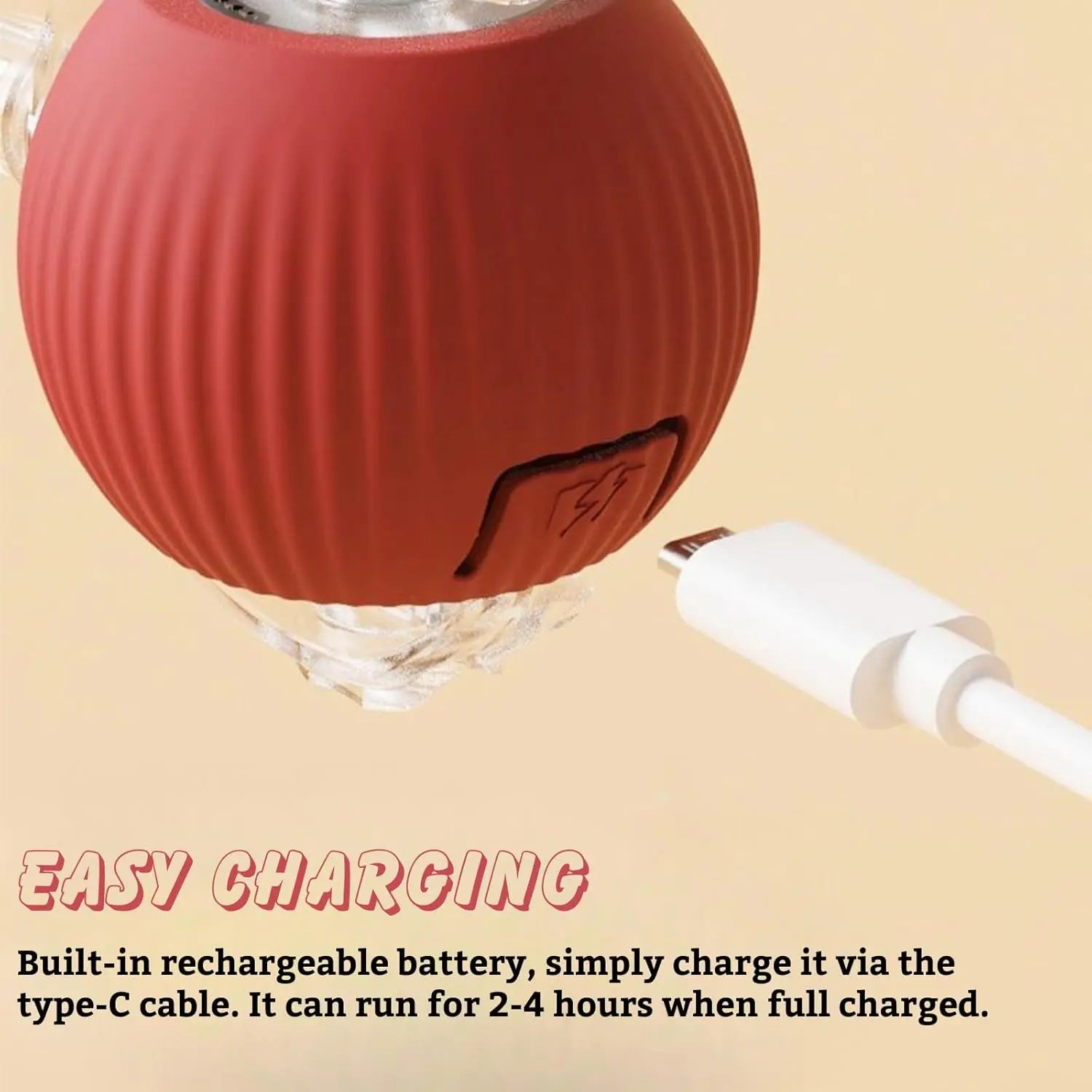 Auto Bouncing Ball Cat Toy with Rope — Type-C Rechargeable Motion-Activated 3-Mode Interactive Toy