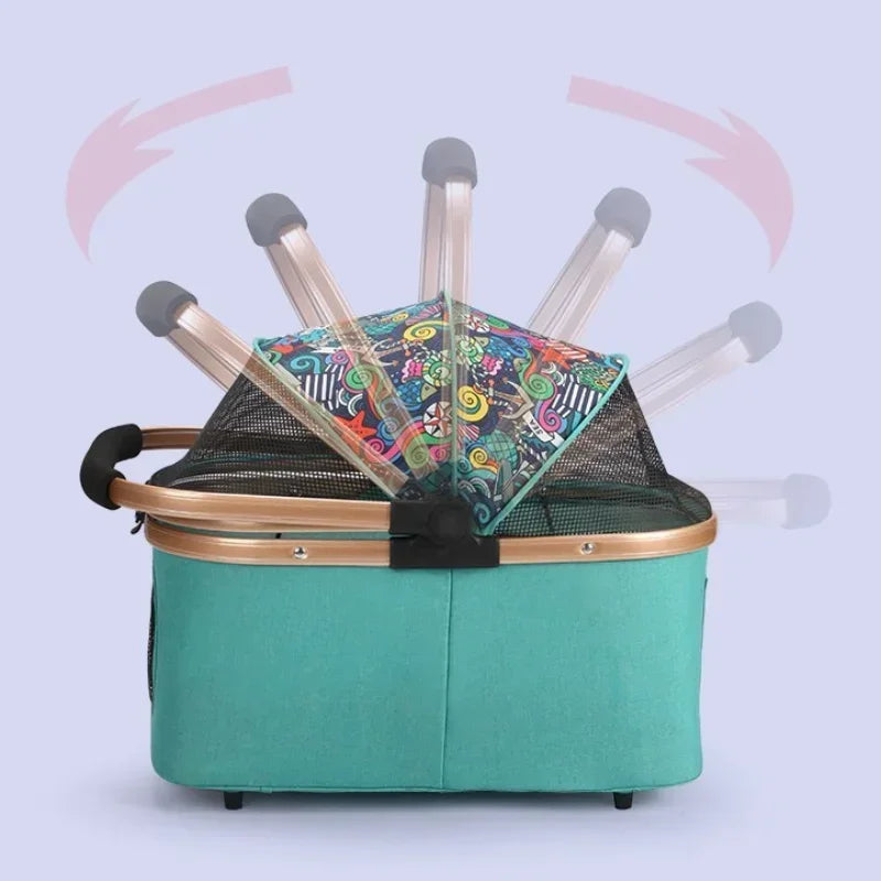 Portable Multifunctional Pet Stroller Detached Vehicle Mounted Pet Cage Lightweight and Foldable Pet Stroller Dogs Buggy
