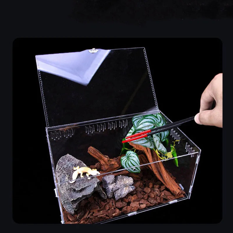 Transparent Reptile Pet Breeding Box Crawling Pet Feeding Box Lizard Silkworm Scorpion Beetle Insect Box Pet House Acrylic Cage