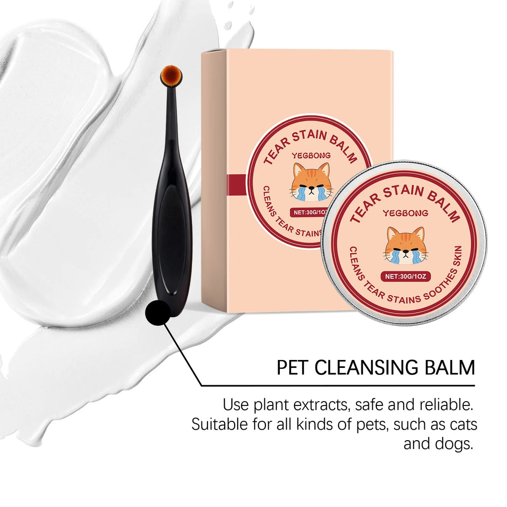 Dog Cat Tear Stain Cleansing Cream With A Special Brush Natural Formula Deep Cleaning Keep Drying Pet Tear Stain Remover Cream