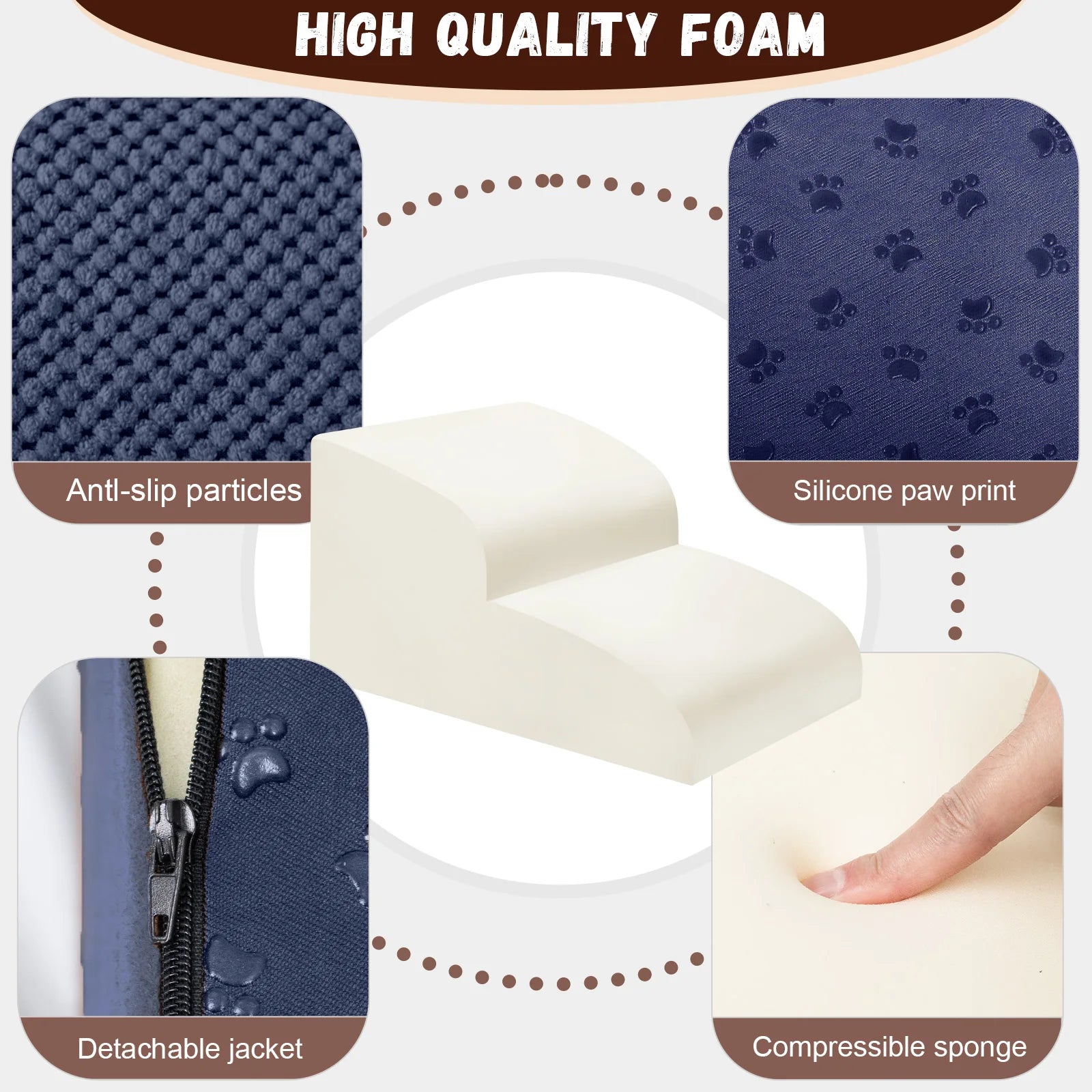 2-in-1 Foam Dog Stairs & Ramp, Extra-Wide Non-Slip (Orthopedic)