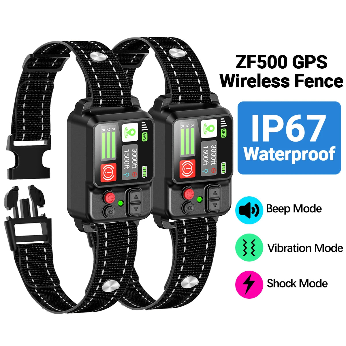 Orcleab IP67 Waterproof GPS Wireless Electric Fence System for Dogs - Adjustable Warning Strength for Outdoor Use