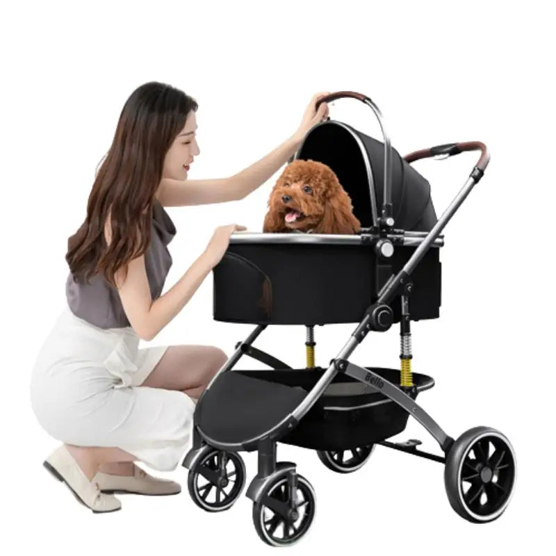 Bello Pet Trolley Stroller for Dogs & Cats - Multi-Function Travel Cart with Carrier Compartment