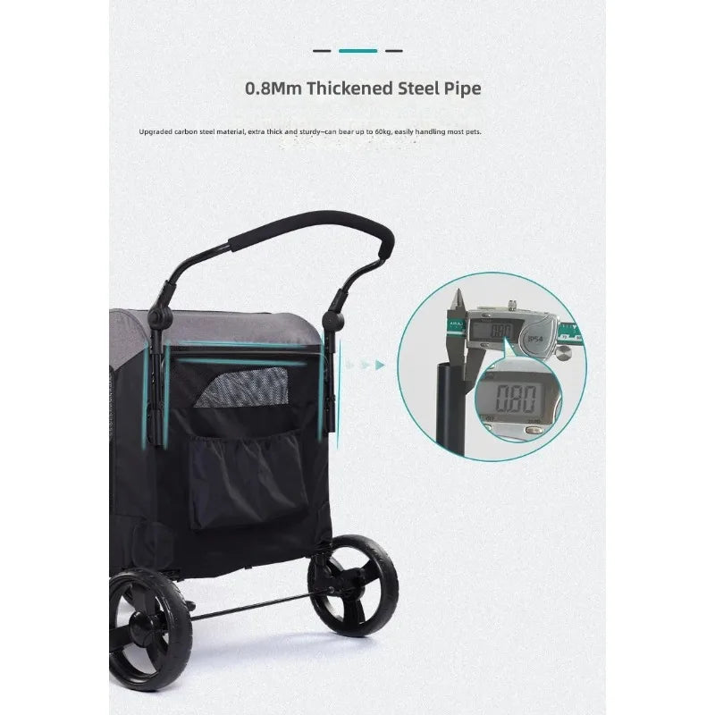 Pet Stroller for Multiple Pets, Lightweight Foldable Cat and Dog Carrier, Portable Pet Travel Stroller, Durable and Easy to Use