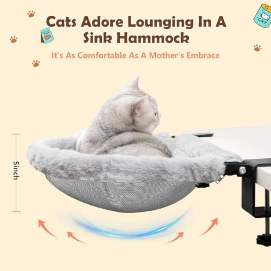 Cat Desk Hammock Bed with Faux Rabbit Fur (19x15in)