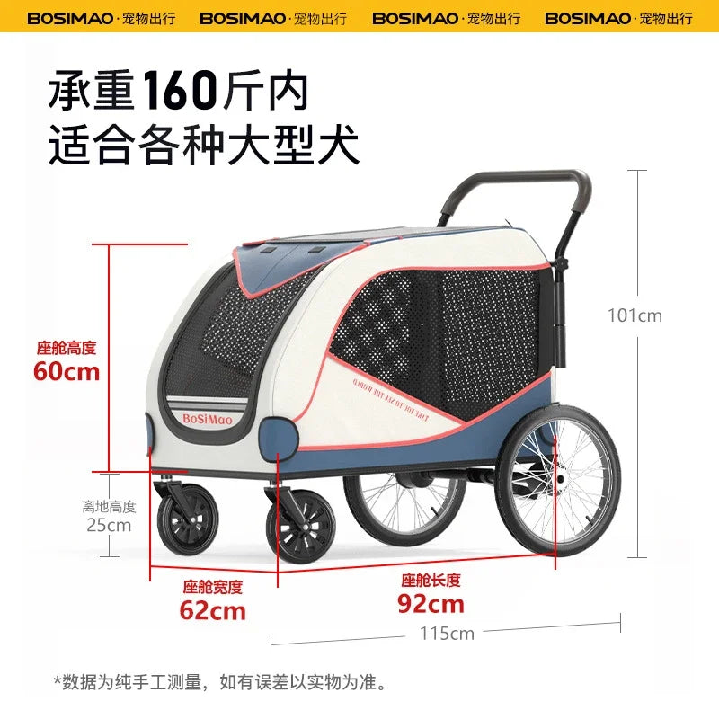 BOSIMAO Foldable Large Pet Dog Stroller Heavy Duty Cart for Giant Elderly Big Dogs Multiple Pets Outdoor Walking Travel Carrier