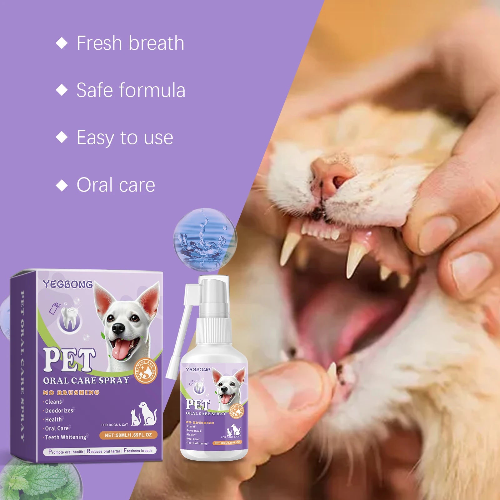 Pet Flea Spray Effectively Removing Fleas Ticks Relieve Skin Itching Natural Ingredients Non Irritating Dog & Cat Flea Repellent