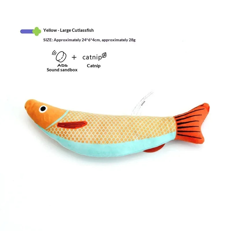 Realistic Catnip & Silvervine Plush Fish Kicker Toy — Interactive Wand & Chew-Resistant Cat Toy