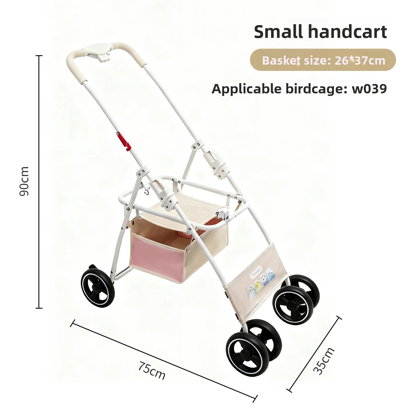 Foldable Lightweight Pet Stroller for Parrots Dogs Cats Outdoor Travel Carrier with Storage Space Portable Pet Transport Cart