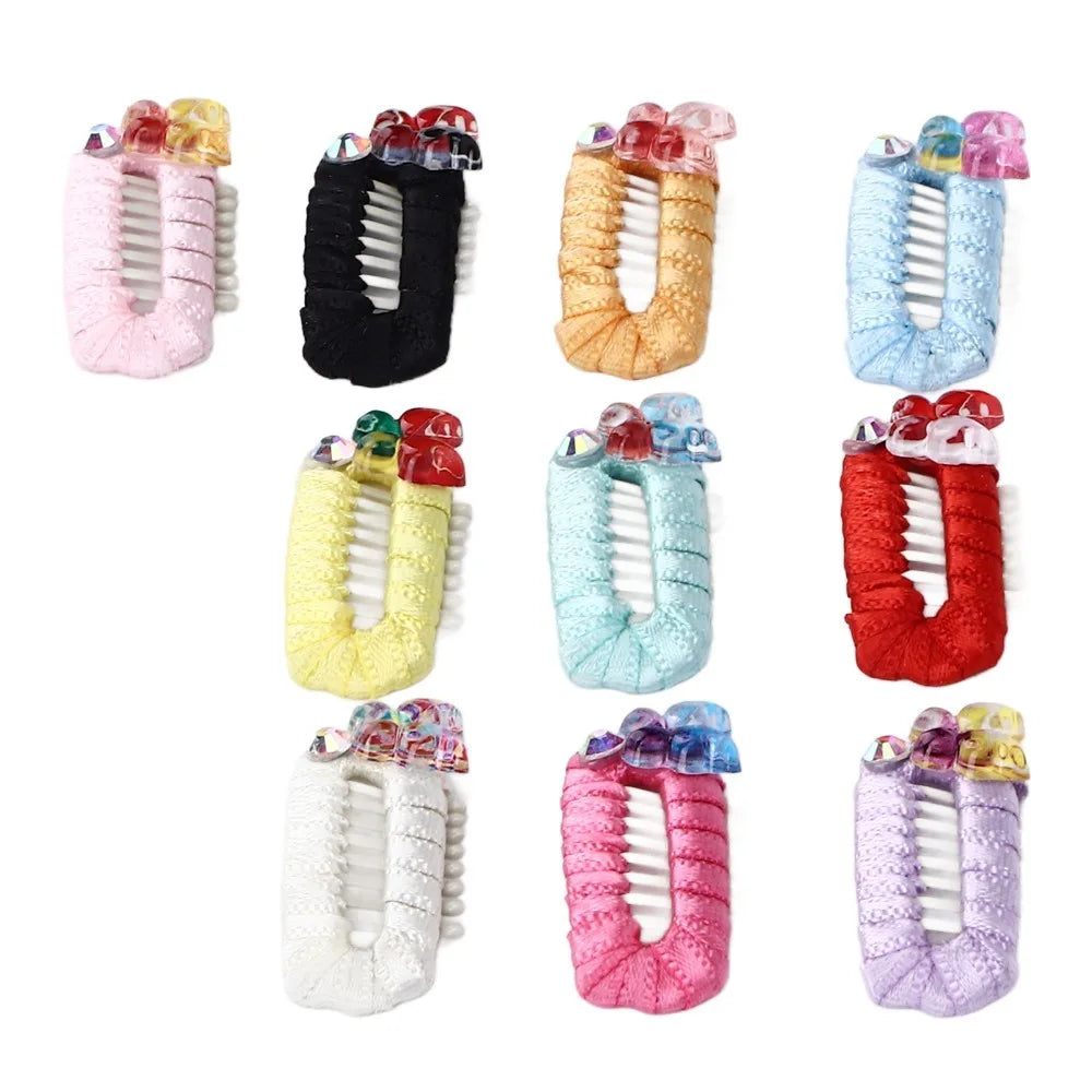 Bow Pattern Pet Hair Clips 10-Pack (Floral, Mini, for Small Dogs)