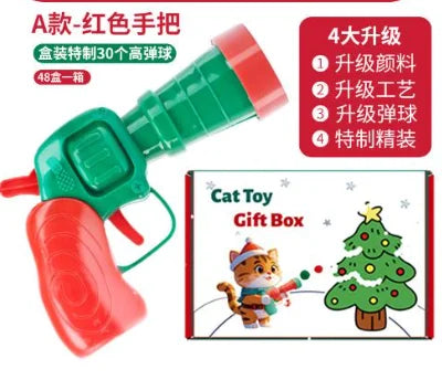 Cat Stick Hairball Gun Launcher — Indoor Self-Play Pom Pom Ball Launch Training Toy for Cats
