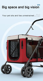 STLF4-Wheel Steel and Fabric Pet Stroller Travel-friendly Foldable Carriage for Small and Large Dogs and Cats for Car Animal Use
